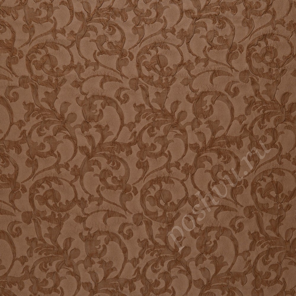 Ткань для штор портьерная Sisley коричневая