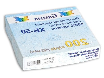 Нитки "Gamma" ХБ-50 100\% хлопок 183 м 200 я 10 шт. №280 голубой