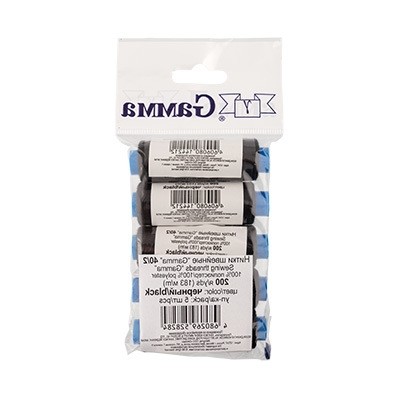Нитки Полиэстер 40/2 "Gamma" 200 я 183 м 5 шт _ЧЕРНЫЙ