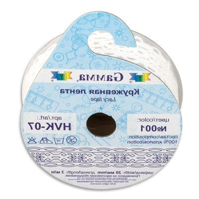 Тесьма декоративная "Gamma" кружевная HVK-07 ФАСОВКА 20 мм 5 х 3 м №073 бл.синий
