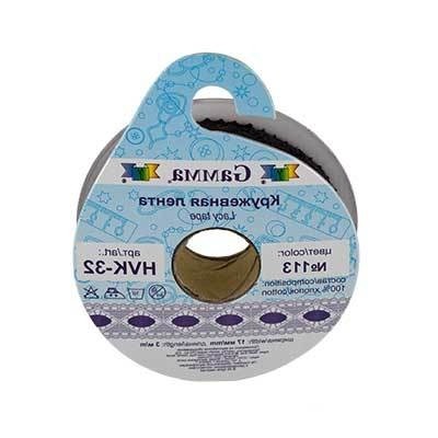 Тесьма декоративная "Gamma" кружевная HVK-32 ФАСОВКА 17 мм 5 х 3 м №061 бежевый