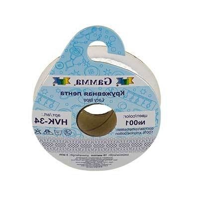Тесьма декоративная "Gamma" кружевная HVK-34 ФАСОВКА 19 мм 5 х 3 м №108 персиковый