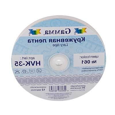 Тесьма декоративная "Gamma" кружевная HVK-35 12 мм 22.8 м ±0.5 м №113 черный
