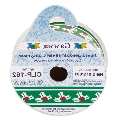 Тесьма декоративная "Gamma" с рисунком CLP-162 ФАСОВКА 16 мм 5/8 " 5 х 3 м F3_052/024 "Цветочный орнамент"
