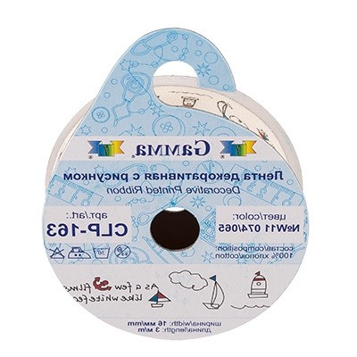 Тесьма декоративная "Gamma"   с рисунком   CLP-163   ФАСОВКА   16 мм  5/8 "  5 х  3 м F6_085/0260/020 "Цветочки"