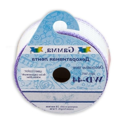 Тесьма декоративная "Gamma" WD-44 ФАСОВКА 24 мм 5 х 3 м бело-сиреневый