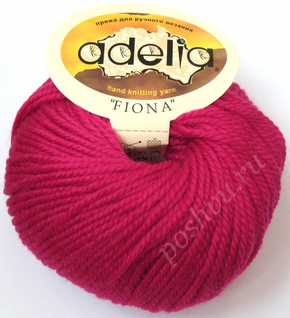 Пряжа ADELIA "FIONA" 50% шерсть, 50% акрил 50 гр. 90 м. №203 малиновый