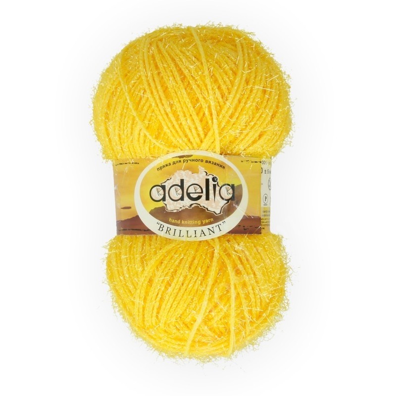 Пряжа ADELIA "BRILLIANT" 100% полиэстер 50 гр. 90 м. №03 жёлтый