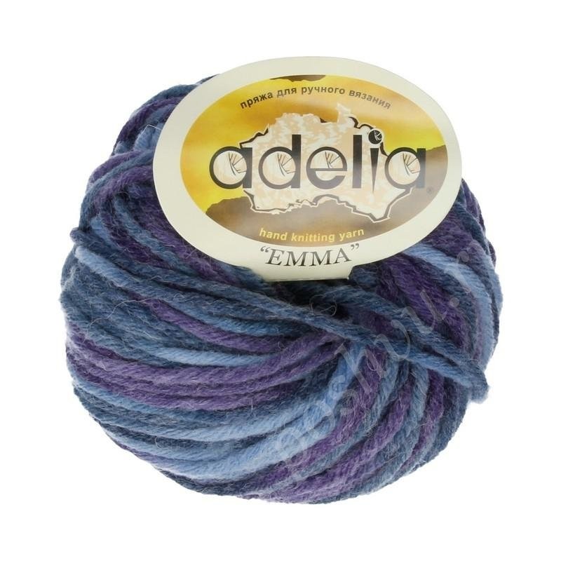 Пряжа ADELIA "EMMA" 80% акрил, 20% шерсть 50 гр., 50 м. №05 фиолетовый-голубой-серый