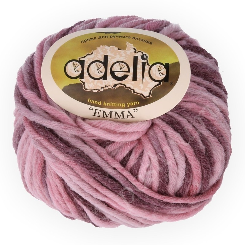 Пряжа ADELIA "EMMA" 80% акрил, 20% шерсть 50 гр., 50 м. №06 розово-бордовый
