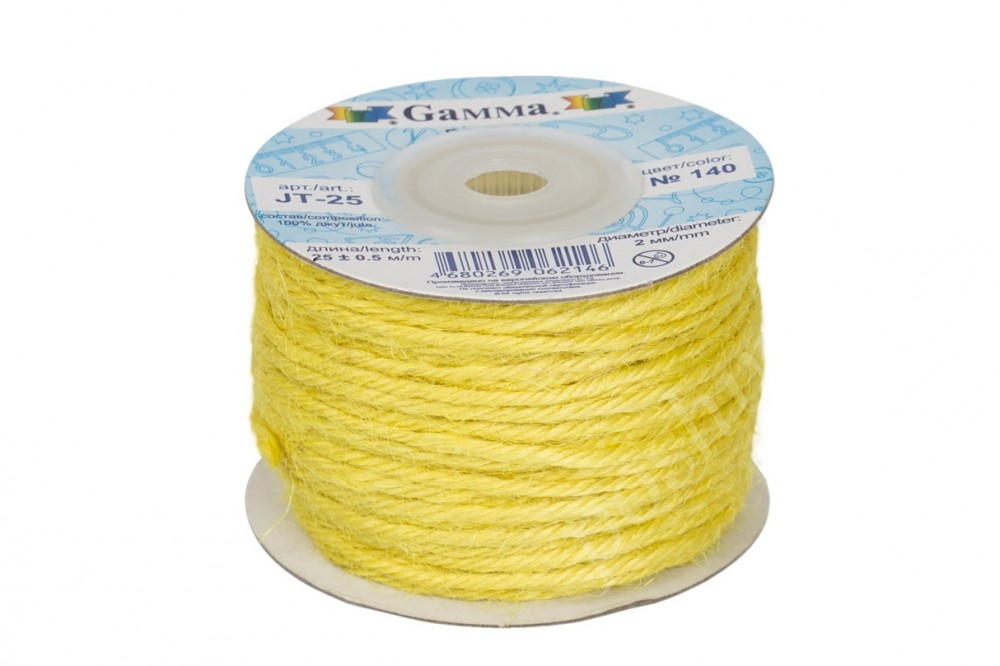 Шнур "Gamma" 2 мм бечевка, №140 желтый, 1м.