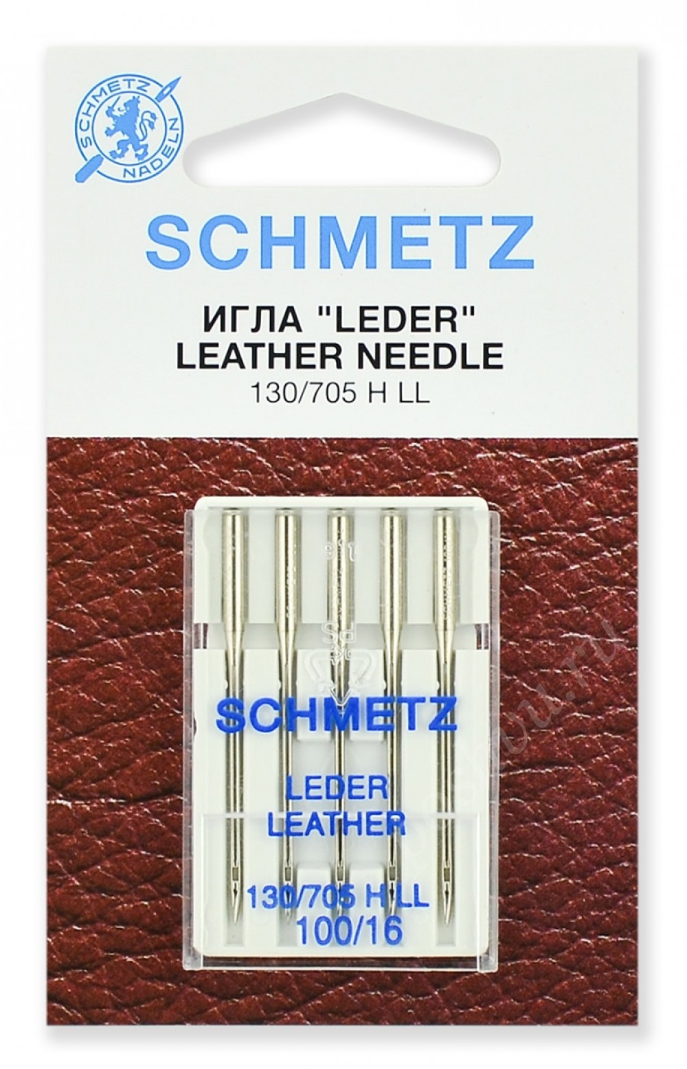Иглы для кожи Schmetz 130/705H LL № 100, 5 шт.
