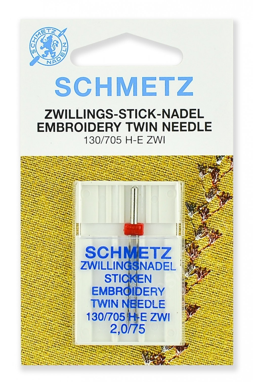 Иглы для вышивки двойные Schmetz 130/705H-E ZWI № 75/2.0, 1 шт.
