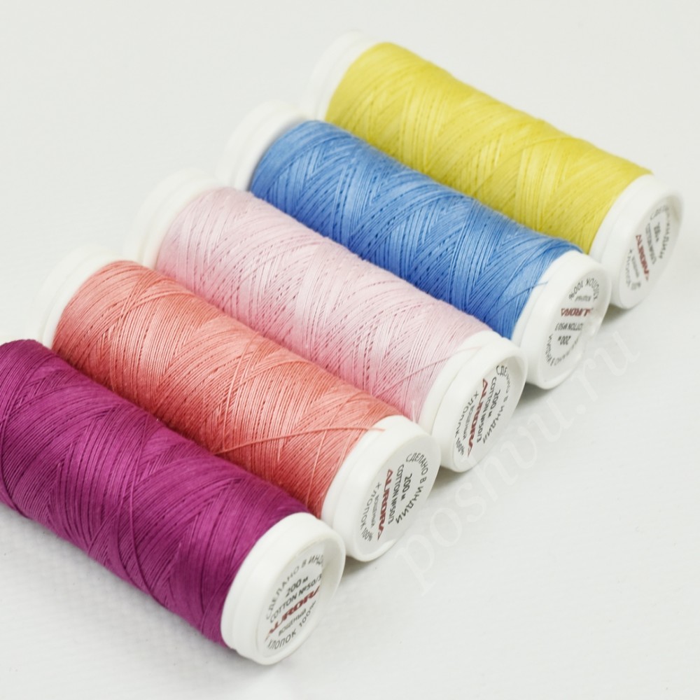 Нитки швейные Cotton № 50/3, Aurora в ассортименте
