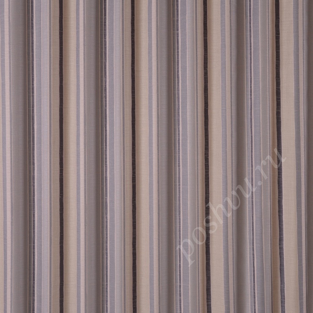 Ткань для штор портьерная Earth Stripe в полоску серого, песочного и бежевого оттенков