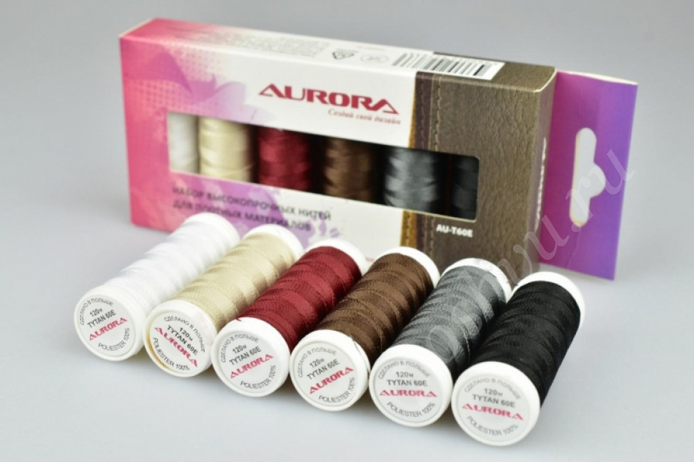Набор высокопрочных нитей Aurora Tytan № 60E для плотных материалов, 6 катушек