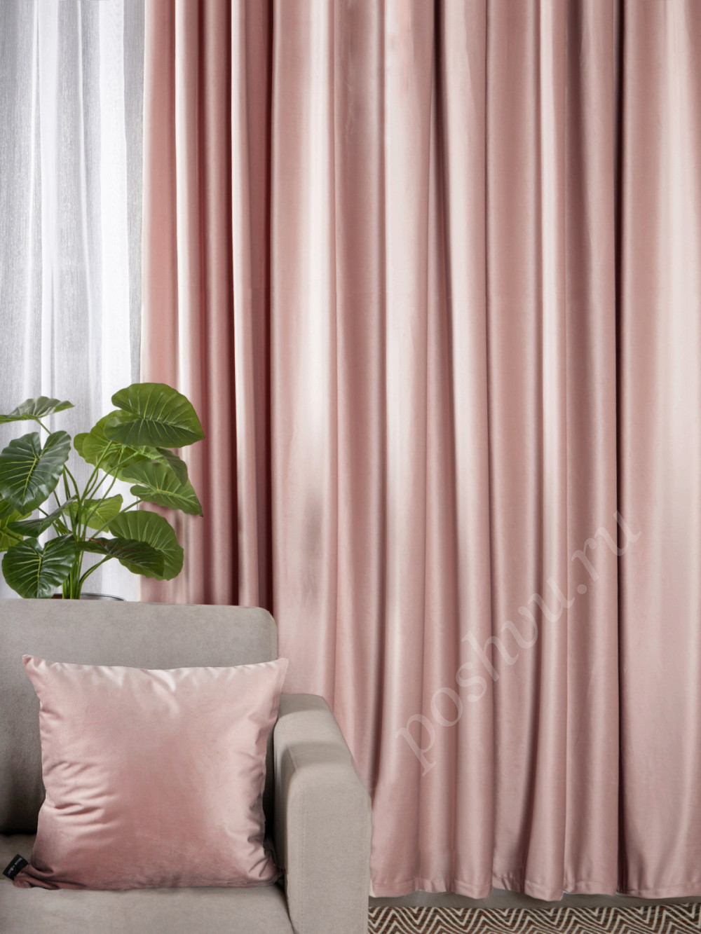 Штора велюр MONACO ROSE 150*270