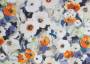 Портьерная ткань рогожка MONET мелкие сине-белые цветы в стиле акварель