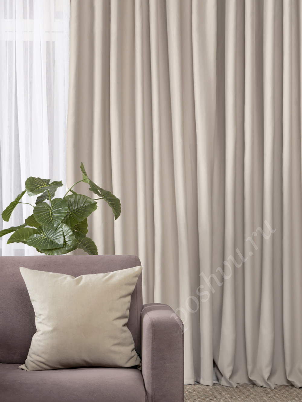 Штора супершёлк SOUL BEIGE 200*270