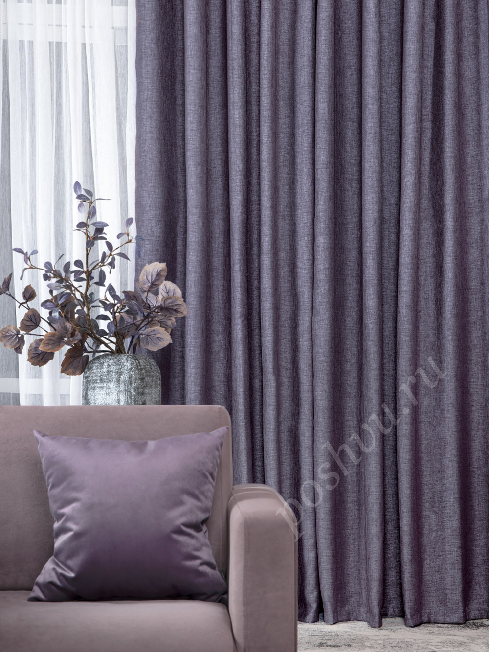 Штора рогожка ROUND PLUM 170*270