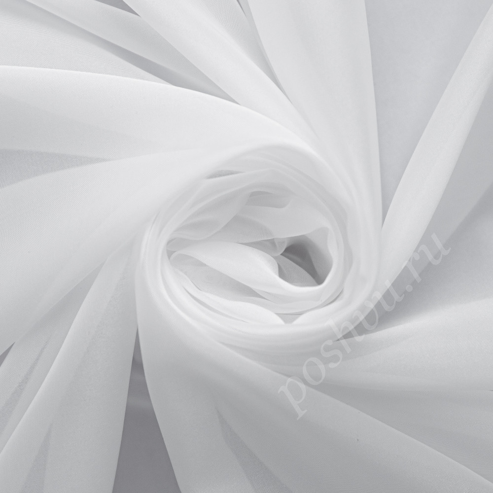 Вуаль под шелк-креп SILK белого цвета с утяжелителем, выс.320см
