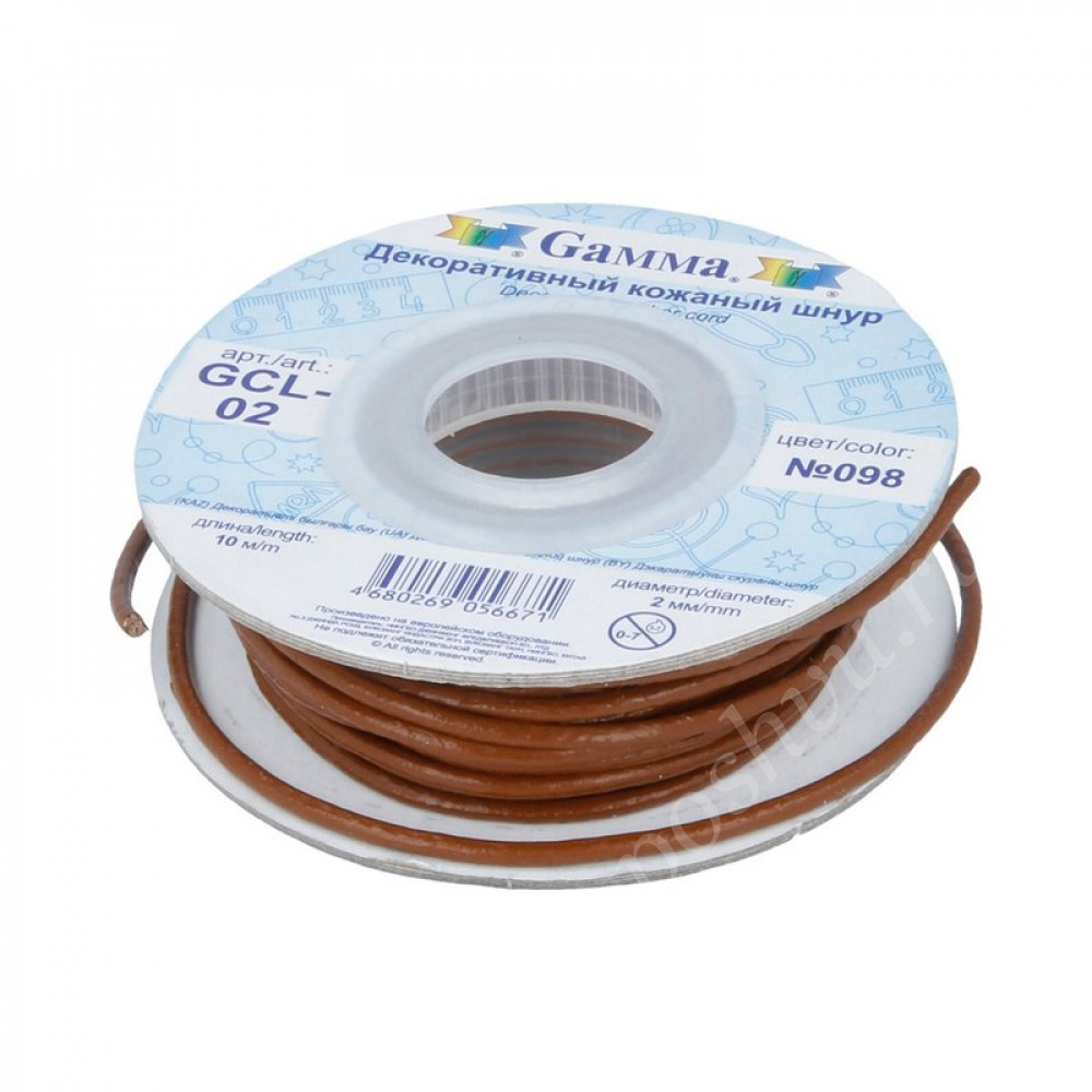 Шнур "Gamma" 2 мм кожаный, №098 св. коричневый, 1м.