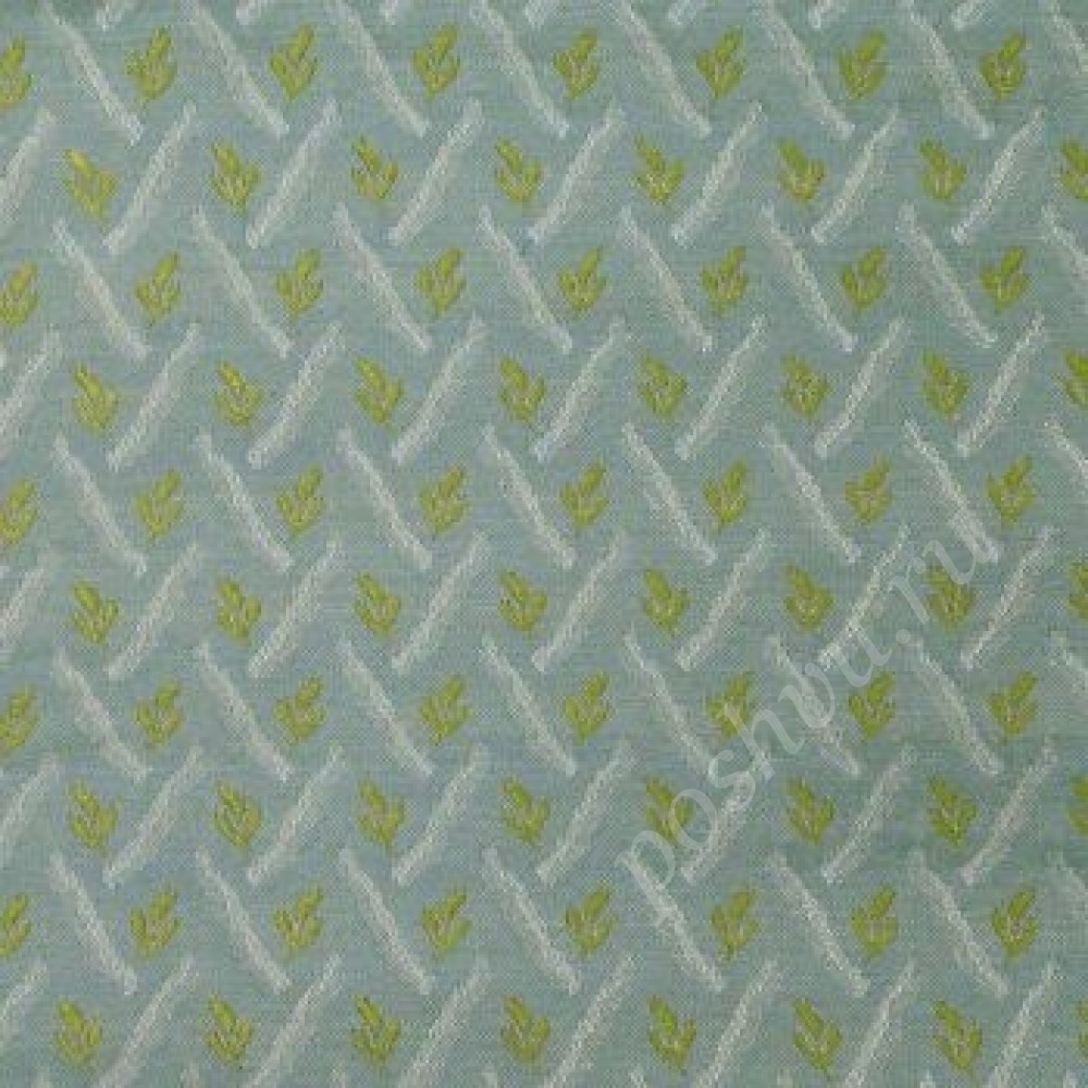 Портьерная ткань JACQUARD LEAVES col. BLUE