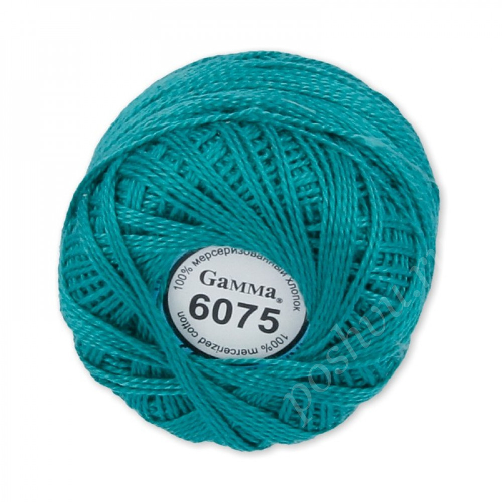 Пряжа "Gamma" Ирис 100% хлопок 10г., 82м. №6075 т.бирюзовый