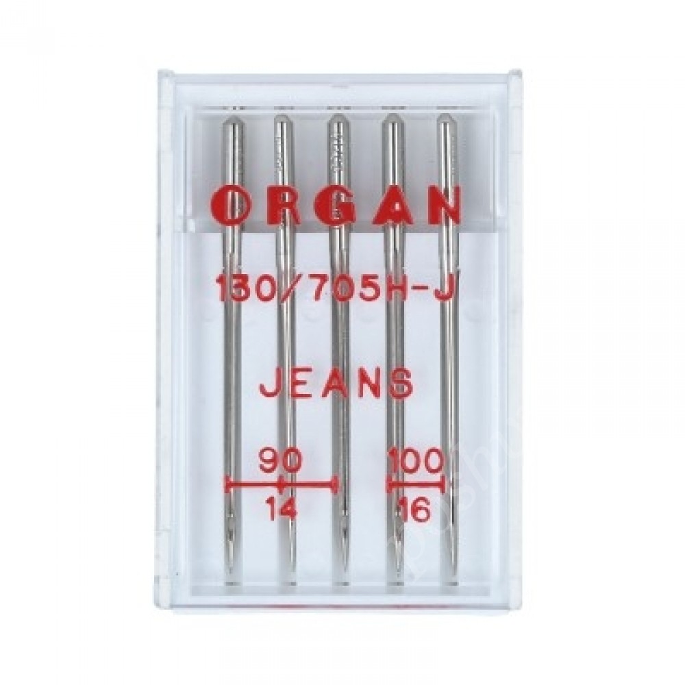 Иглы для быт. шв. машин "ORGAN" для джинсы ассорти 5 шт в пенале № 90-100